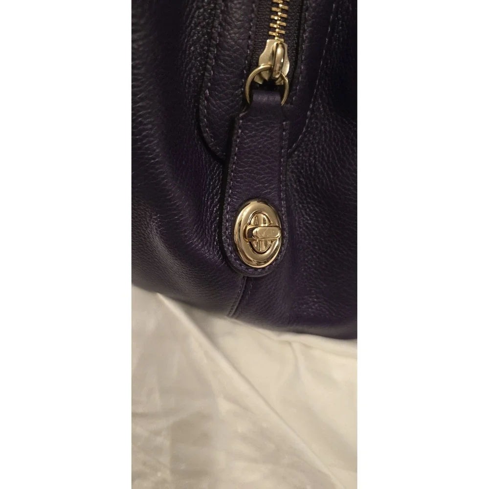 COACH Rich Purple Tumbled‎ Leather Three Compartment Vintage Hobo Shoulder Bag